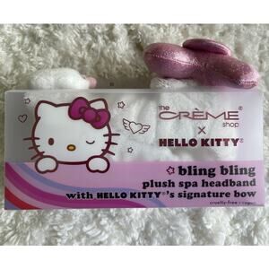 The Creme Shop Hello Kitty Plush Spa Headband Bling Bling Signature Bow NEW